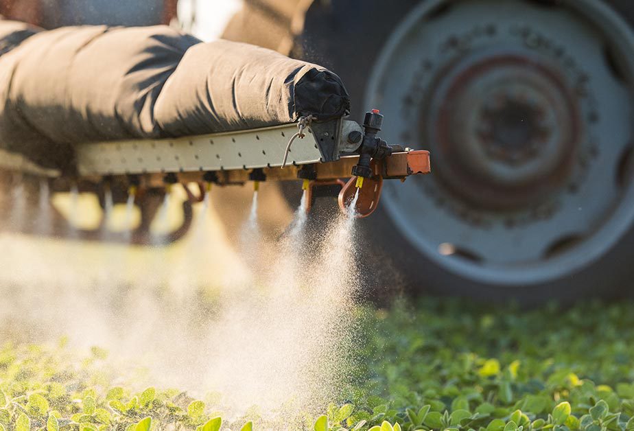 Close-up on a crop watering system