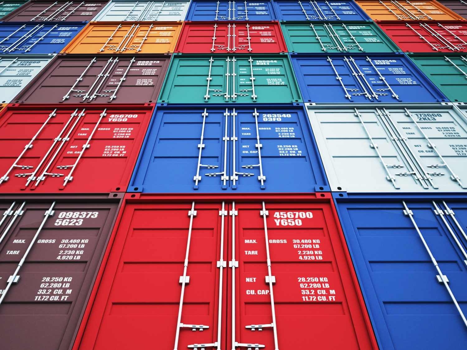 Abstract image of stacked shipping containers