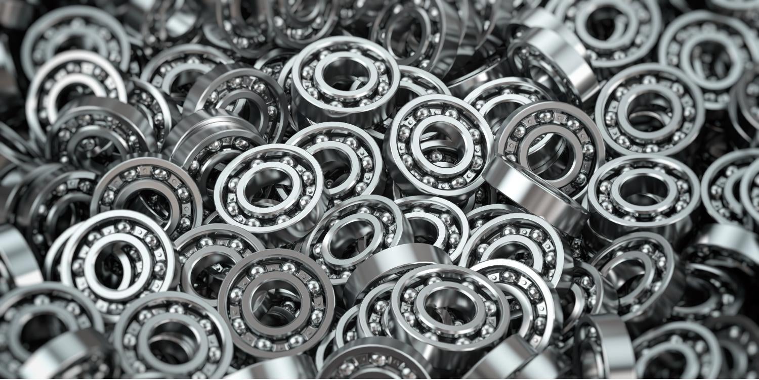 Close-up on box of silver washers