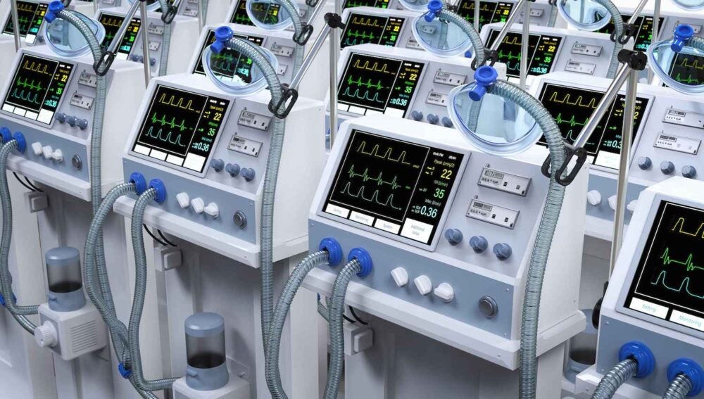 Several rows of heart monitoring medical devices