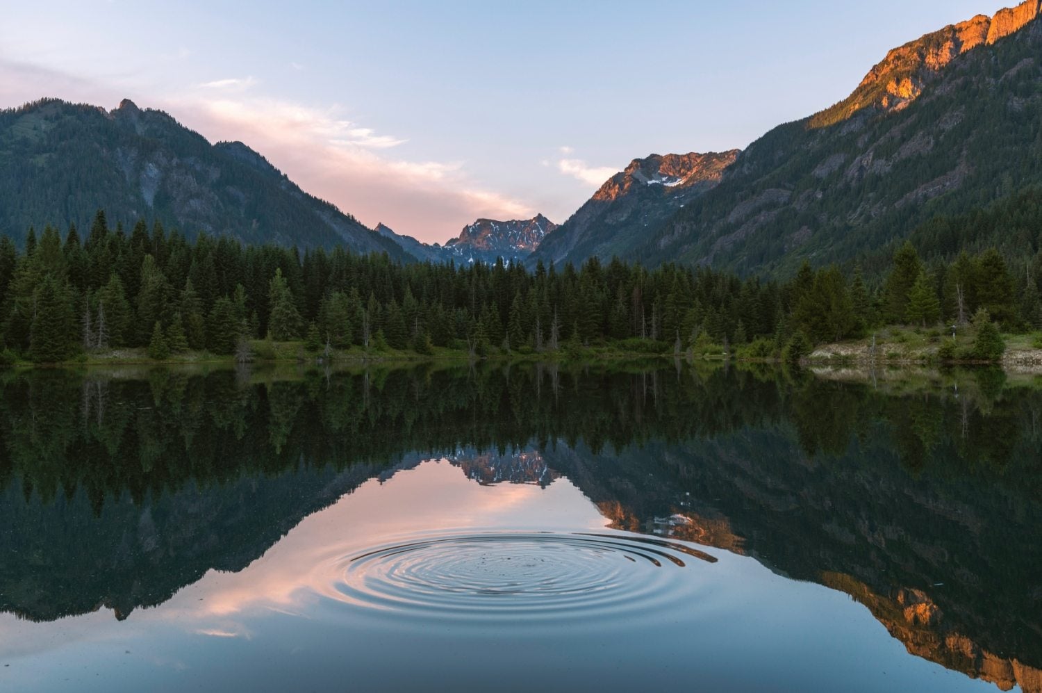 Lake with mountainous background