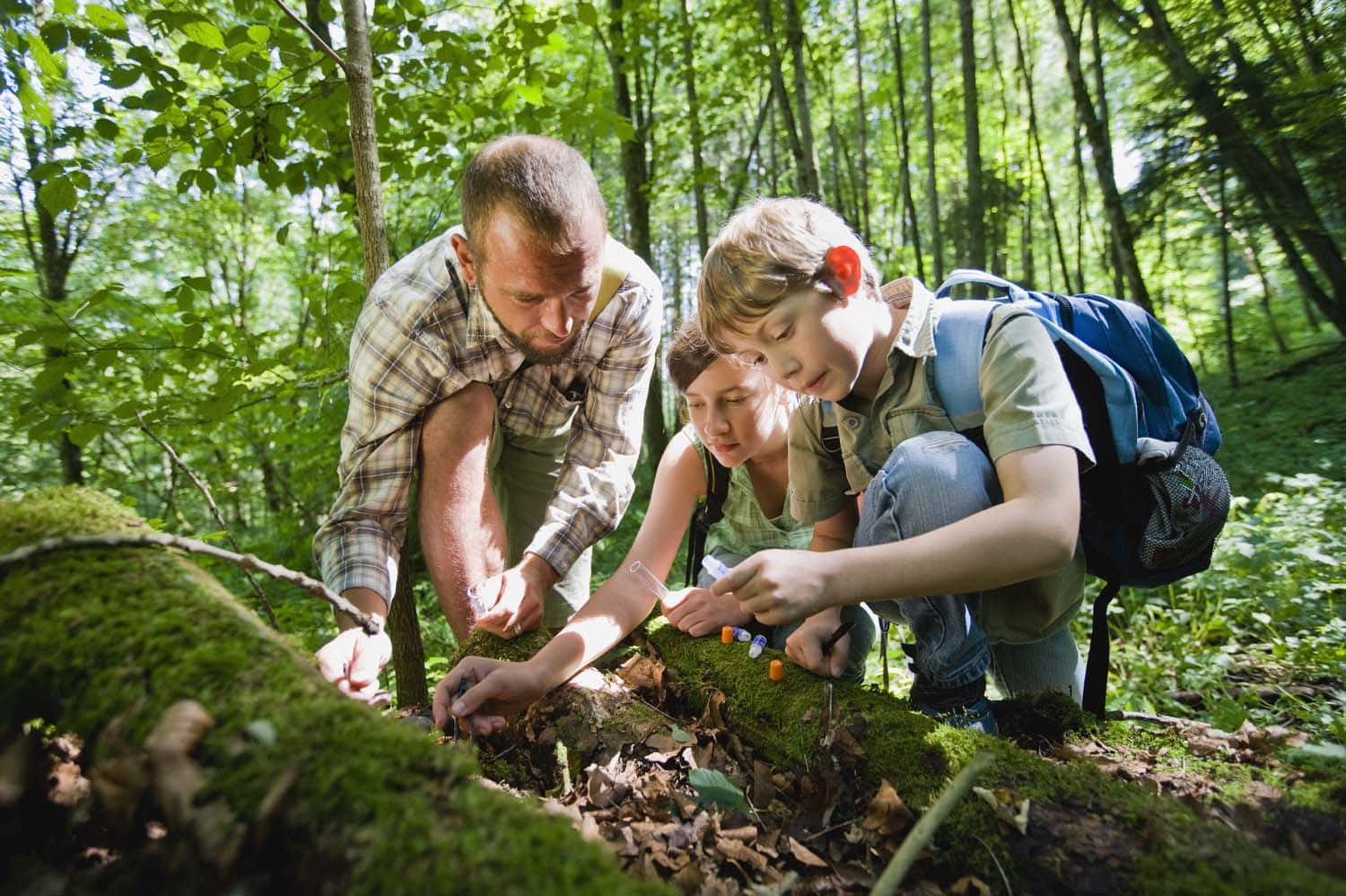 Family doing outdoor research