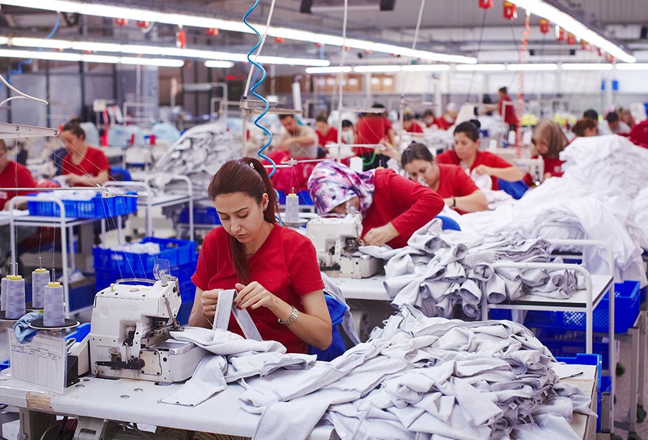 Textile production workers in a factory