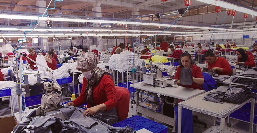 Textile production workers in a factory