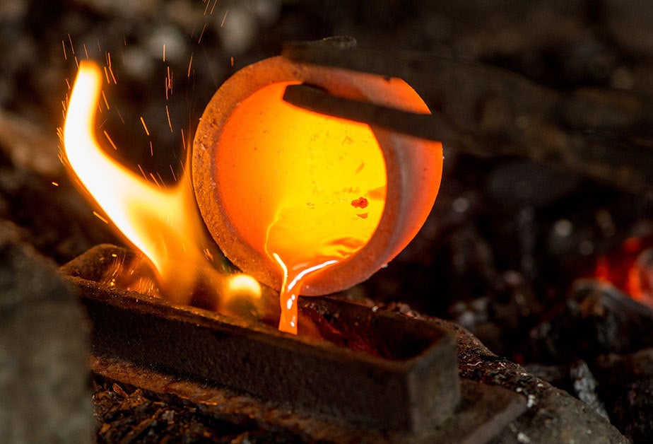 Close-up shot of smelting metals