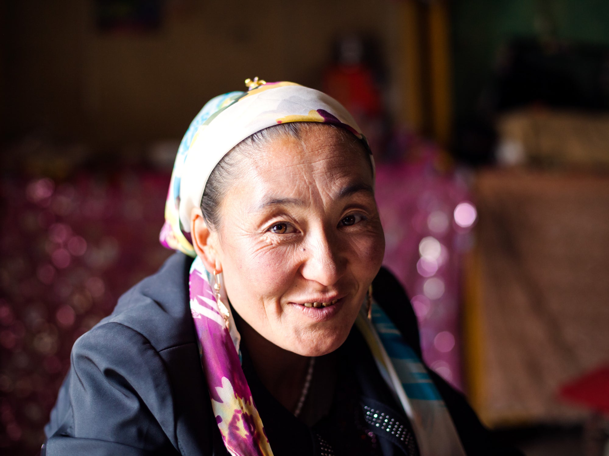 Xinjiang, China: Portrait of a kyrgyz ethnic minority woman. Protected by human rights due diligence.