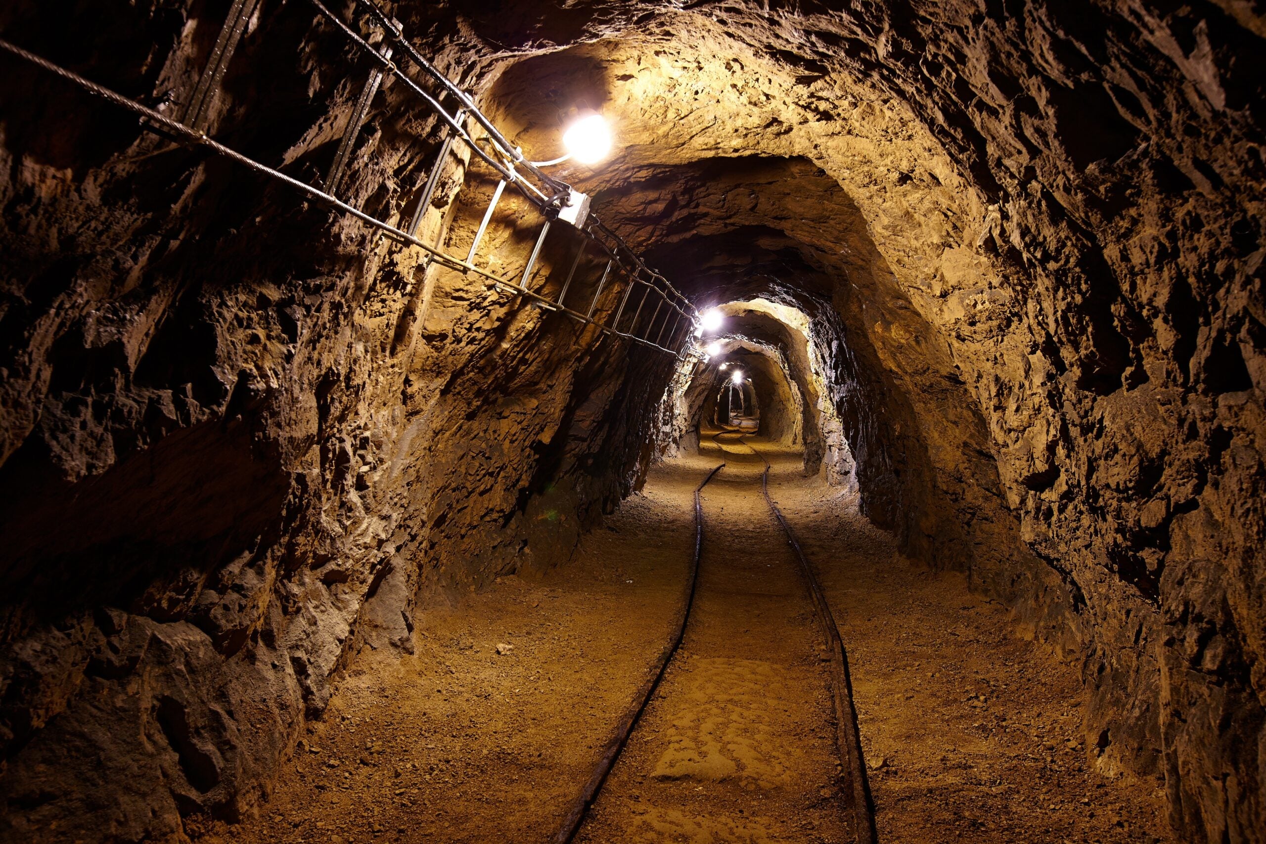 Shot of a mine from a supply chain .