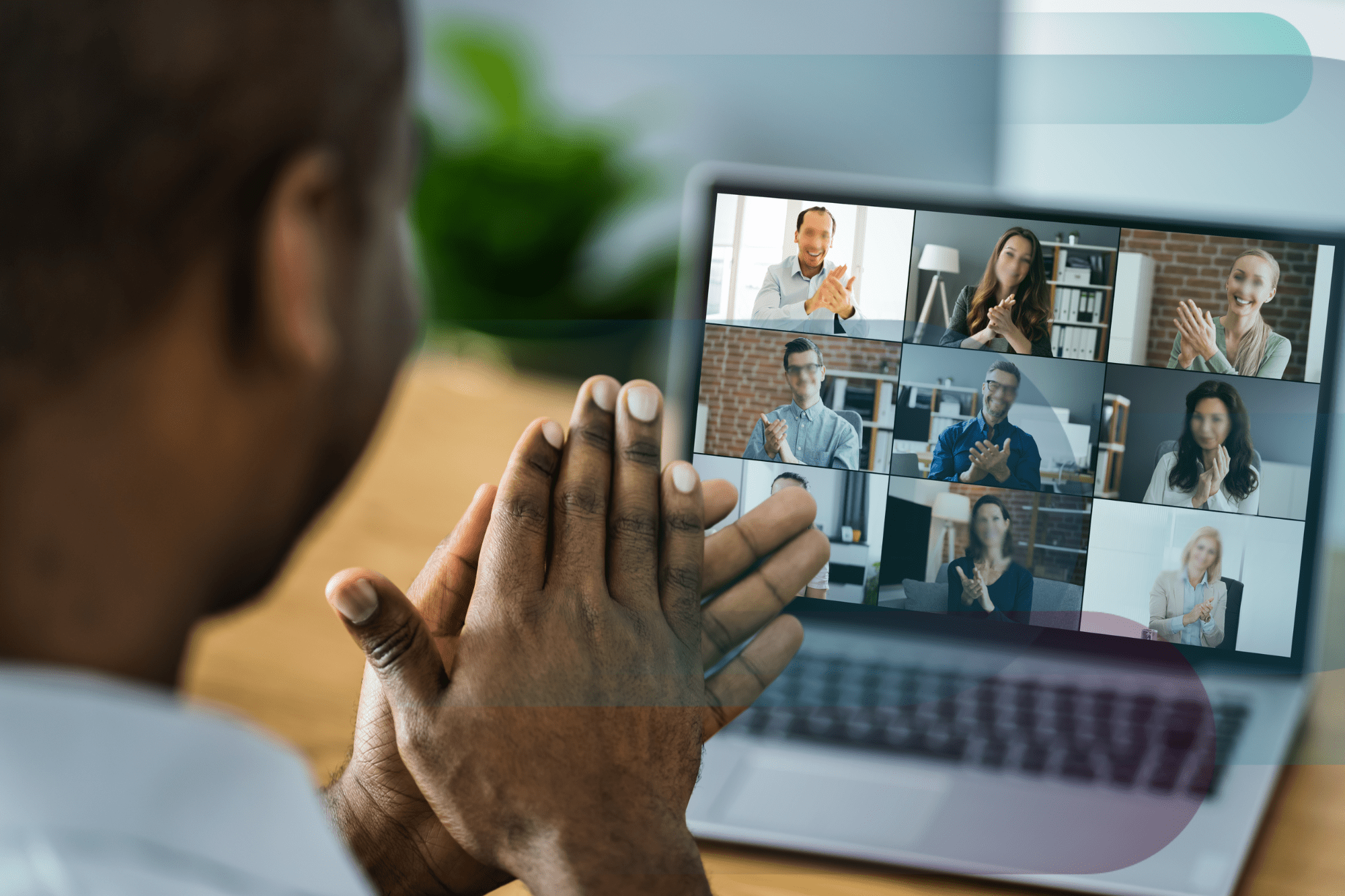 A man attending a virtual webinar or event with compliance experts.