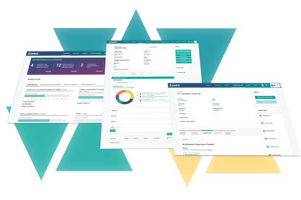 A series of screenshots showcasing the Assent dashboard