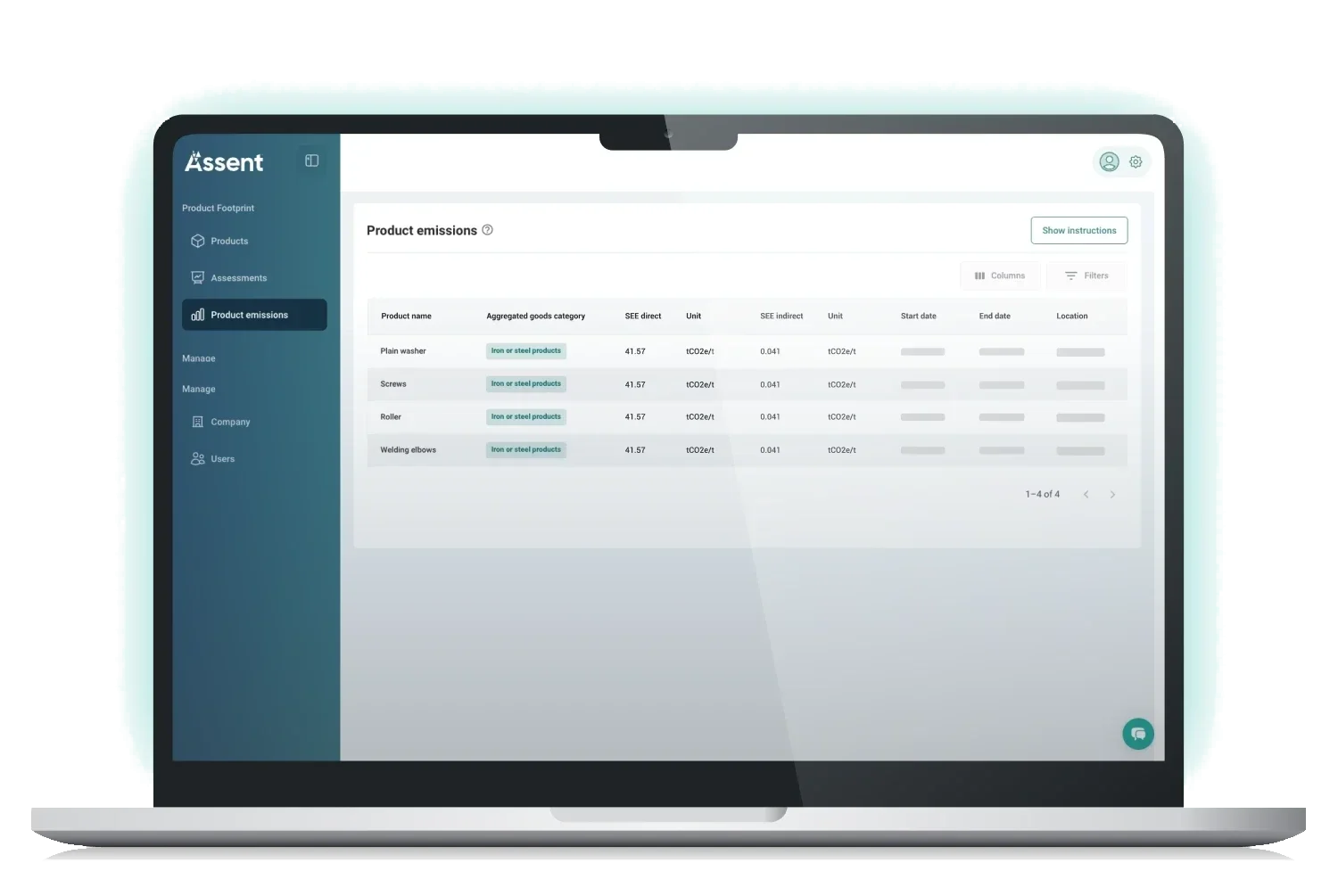 An example screenshot of the Assent dashboard