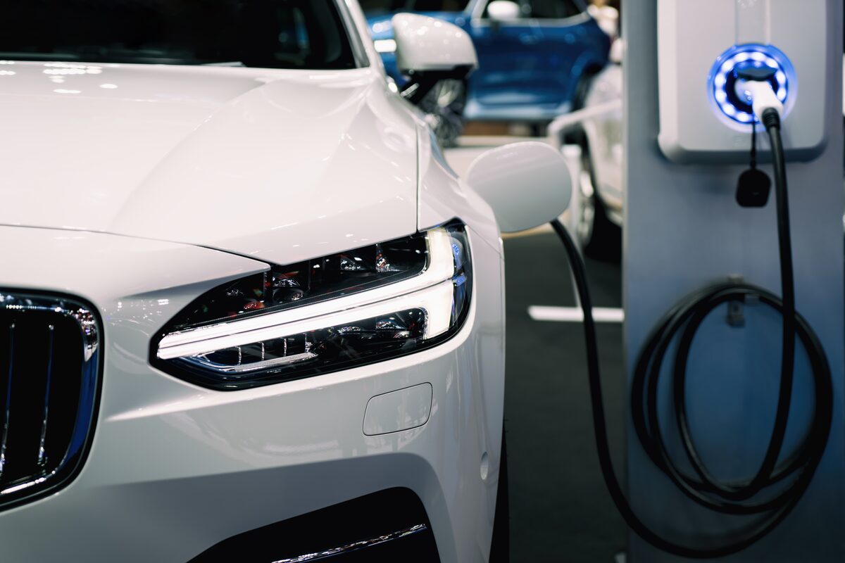 An image of an electric vehicle being charged.